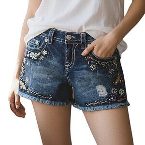 Miss Me Hard-to-Find Low Rise Hippie Peace Love Shorts Excellent Cond - 27 (4)